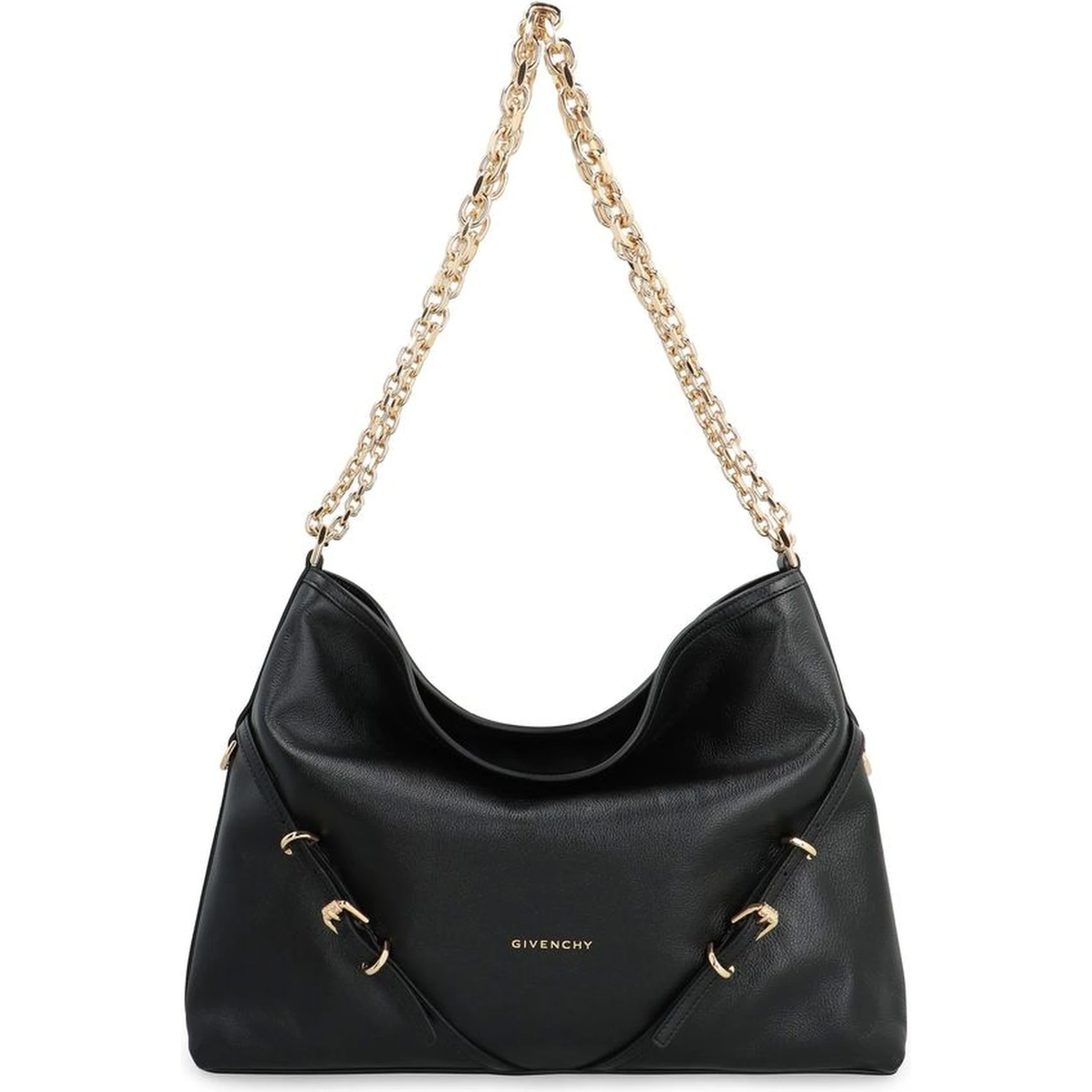 Black Calfskin Shoulder Bag