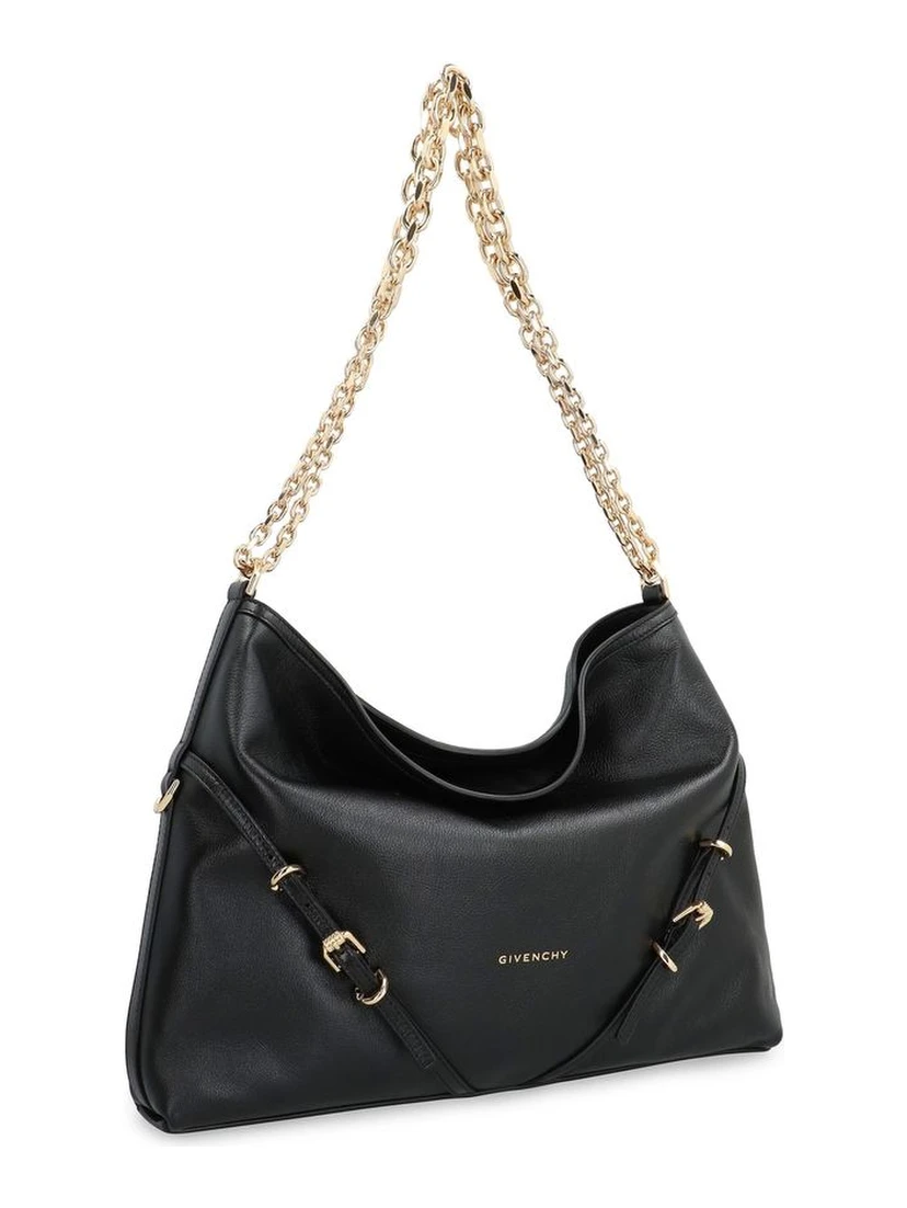Black Calfskin Shoulder Bag