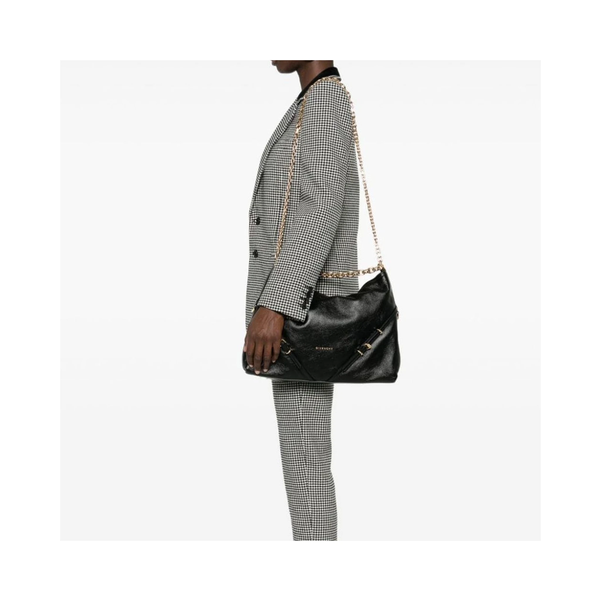Black Calfskin Shoulder Bag