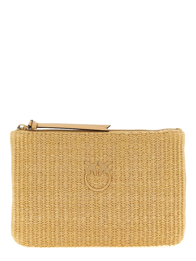 Beige Polypropylene Clutch Bag