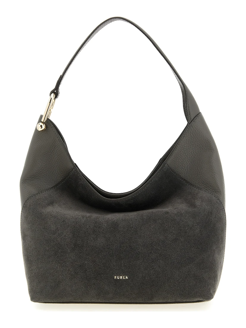 Gray Calfskin Shoulder Bag