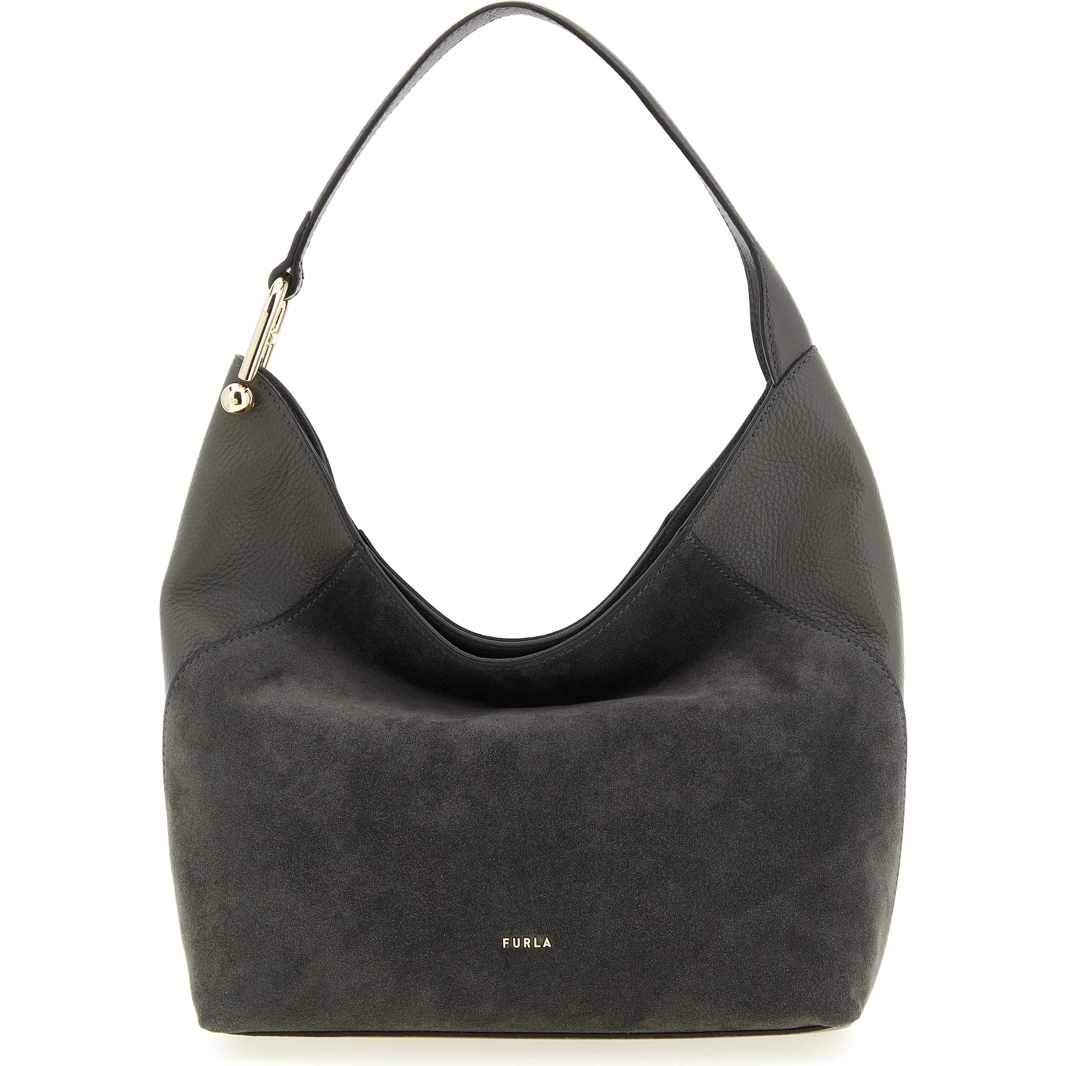 Gray Calfskin Shoulder Bag