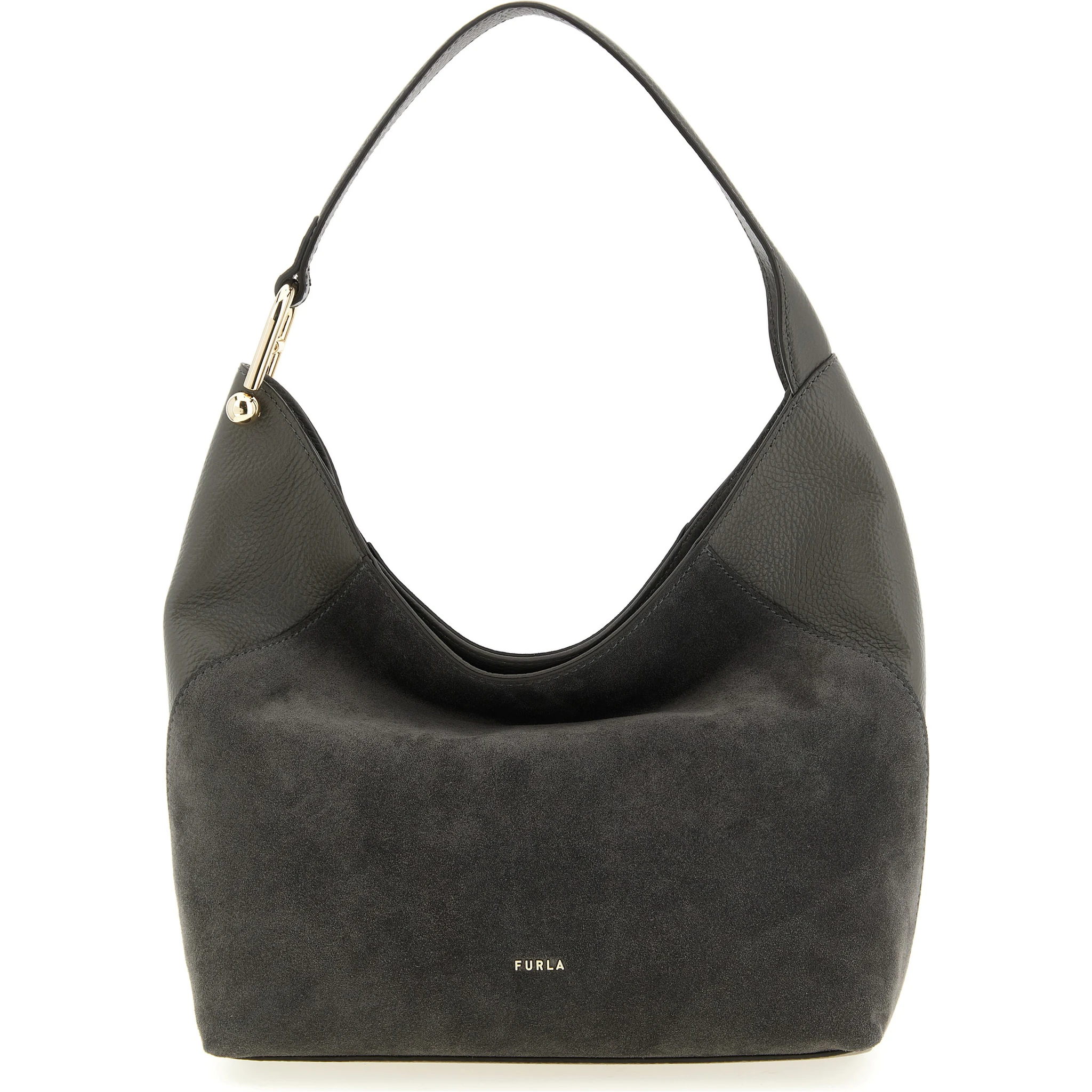 Gray Calfskin Shoulder Bag
