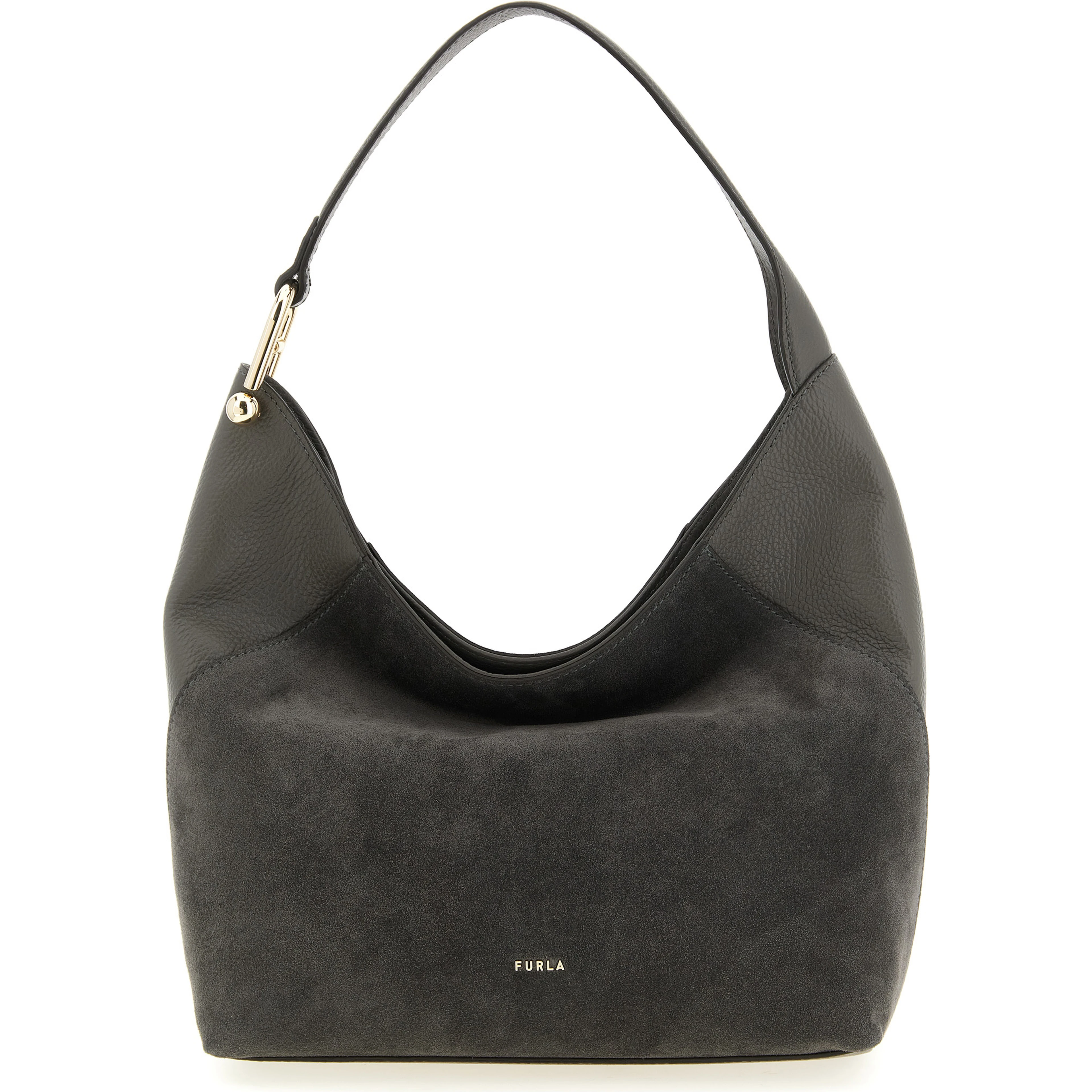 Gray Calfskin Shoulder Bag