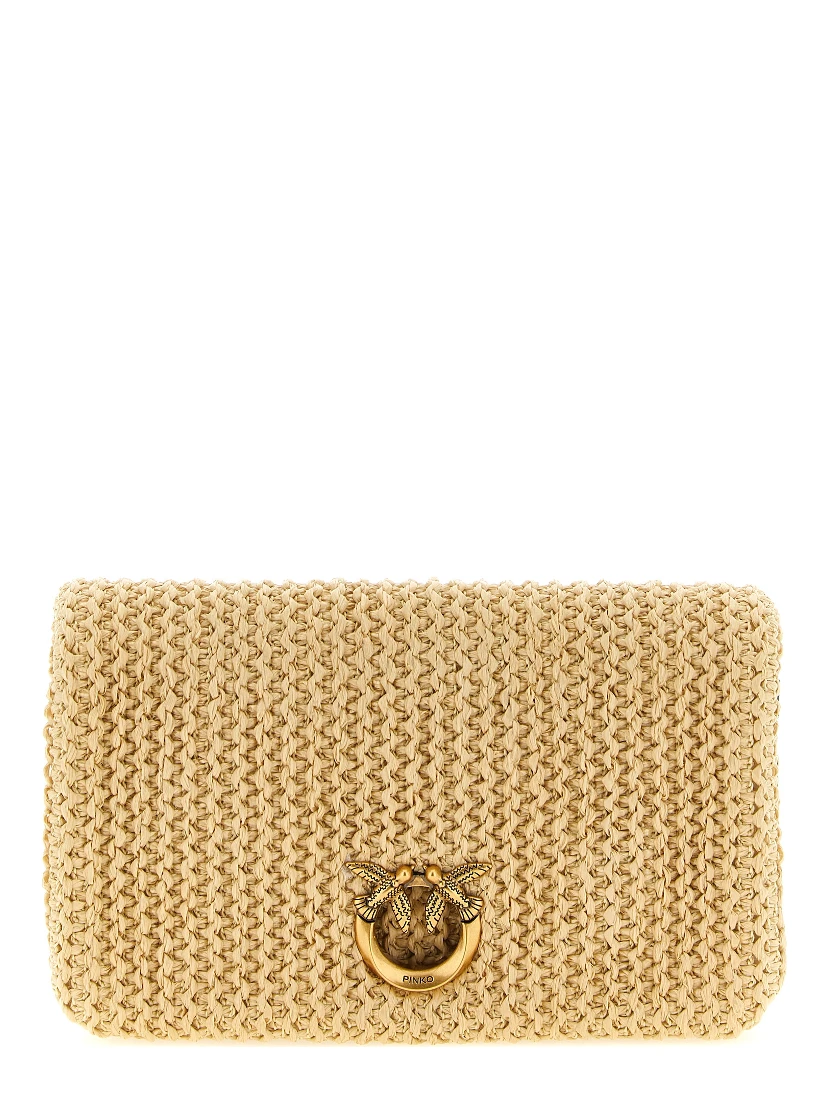 Beige Polypropylene Clutch Bag