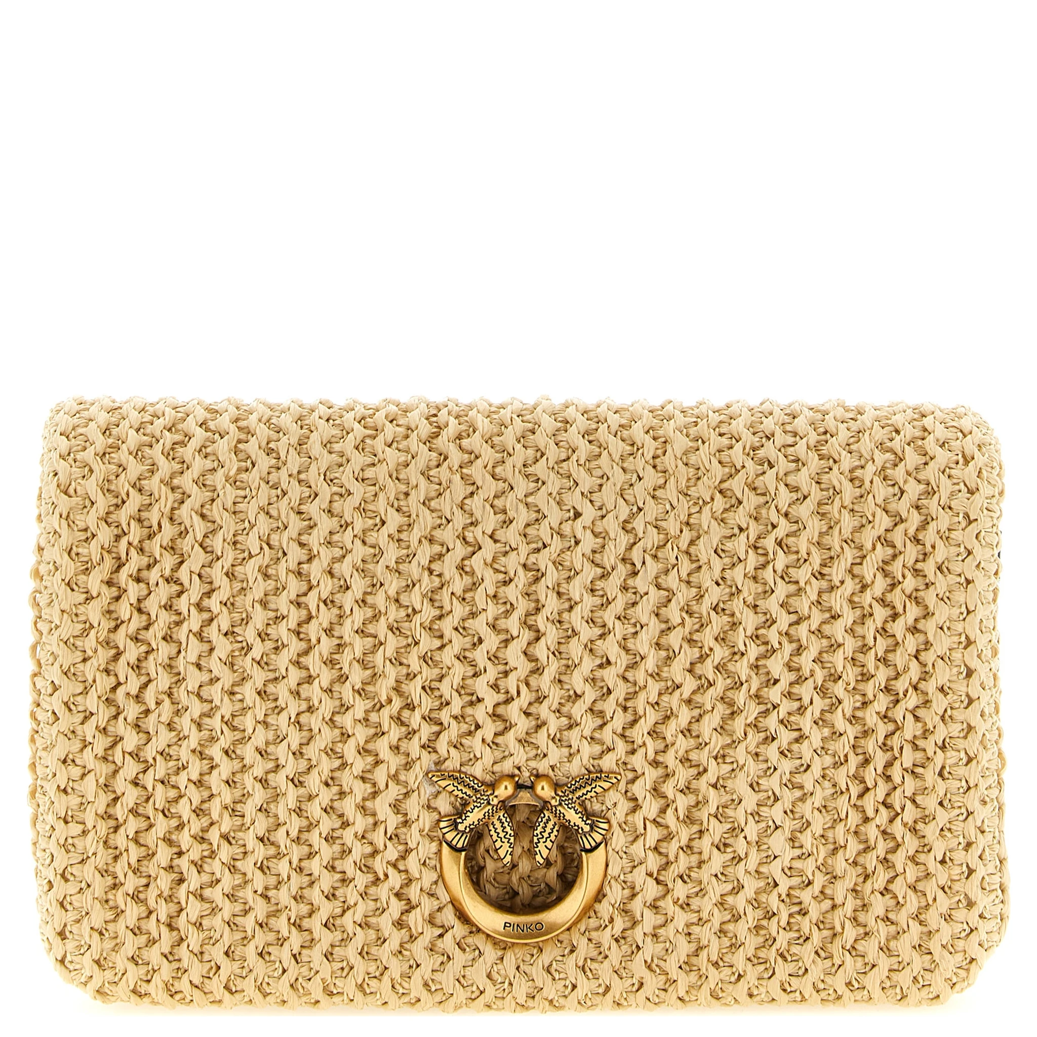 Beige Polypropylene Clutch Bag