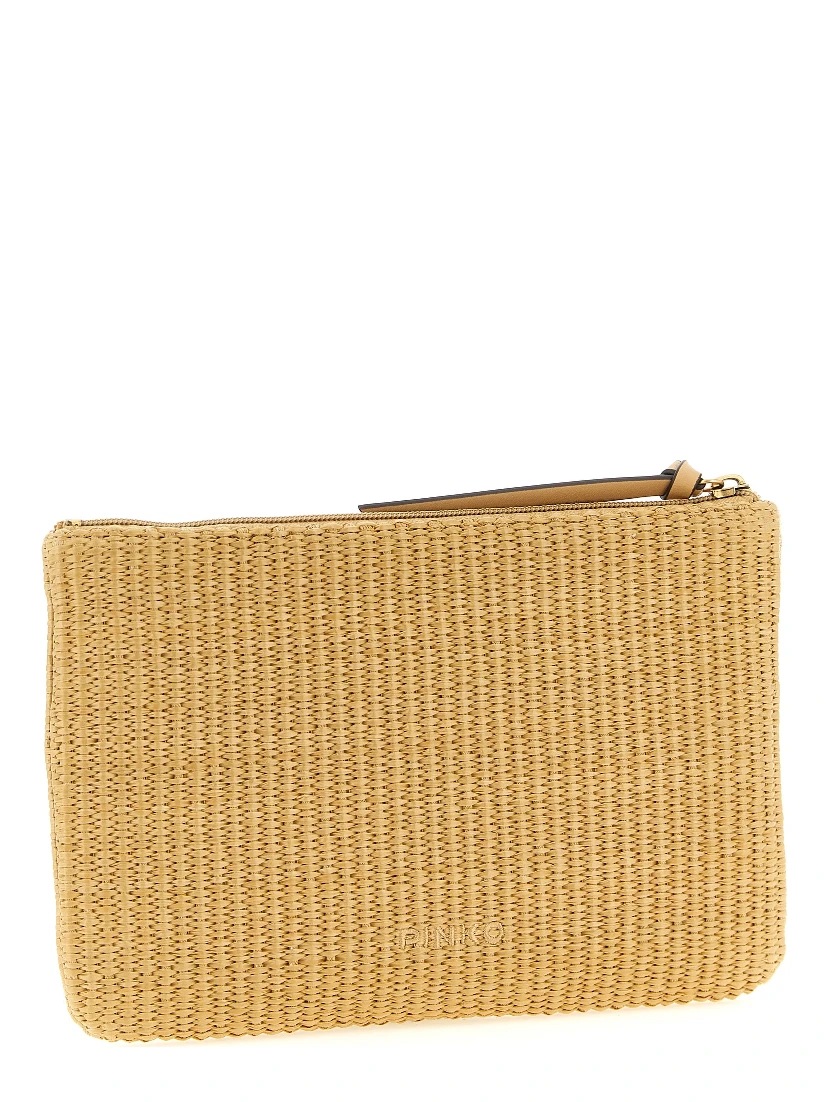 Beige Polypropylene Clutch Bag