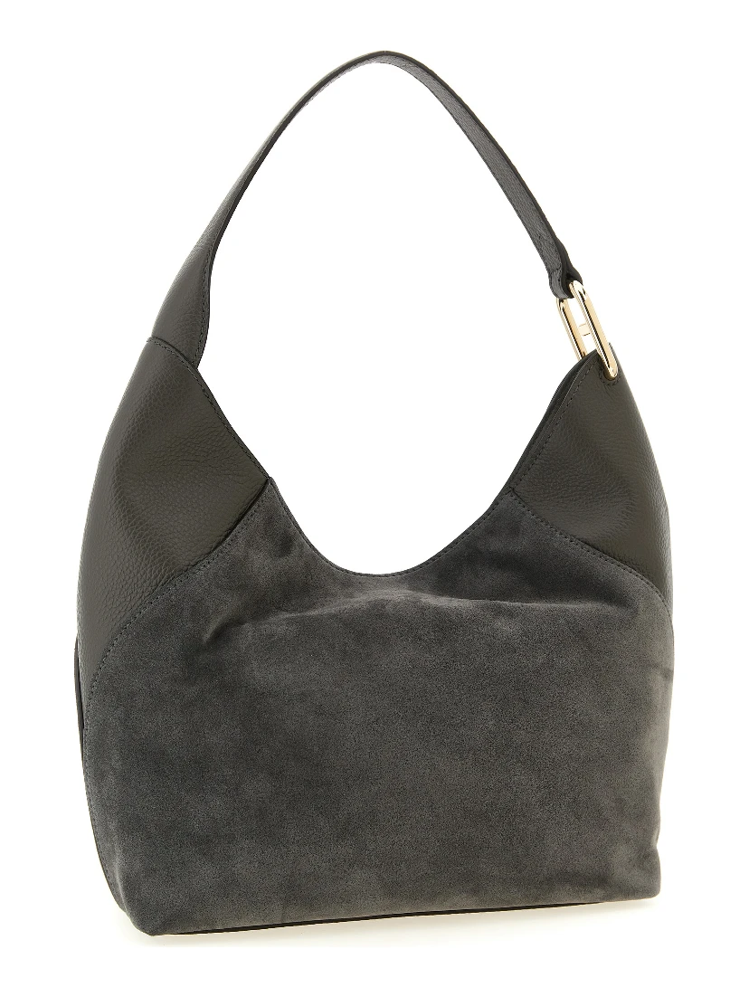 Gray Calfskin Shoulder Bag