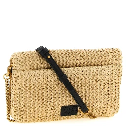 Beige Polypropylene Clutch Bag
