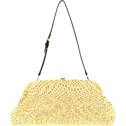 Beige Viscose Clutch Bag