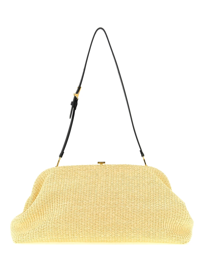 Beige Viscose Clutch Bag