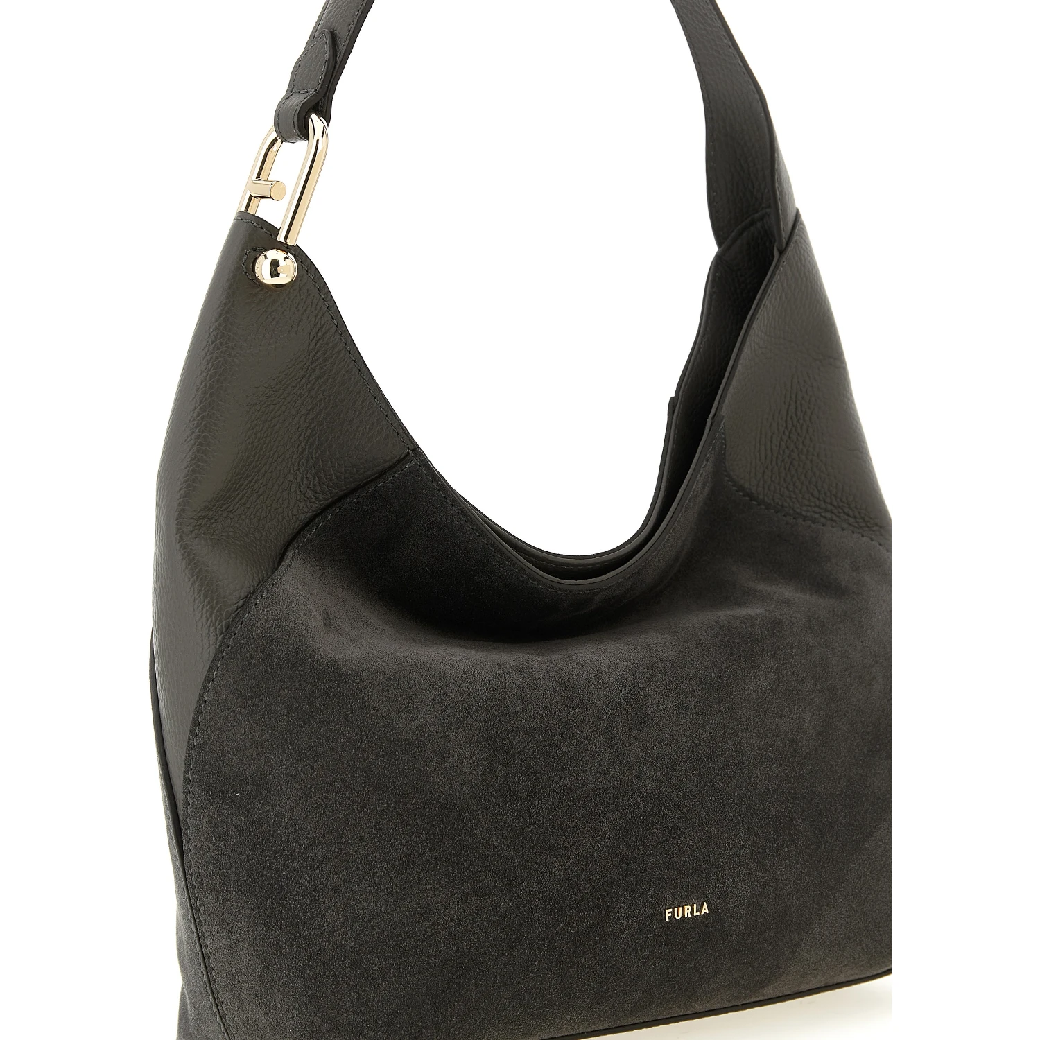 Gray Calfskin Shoulder Bag