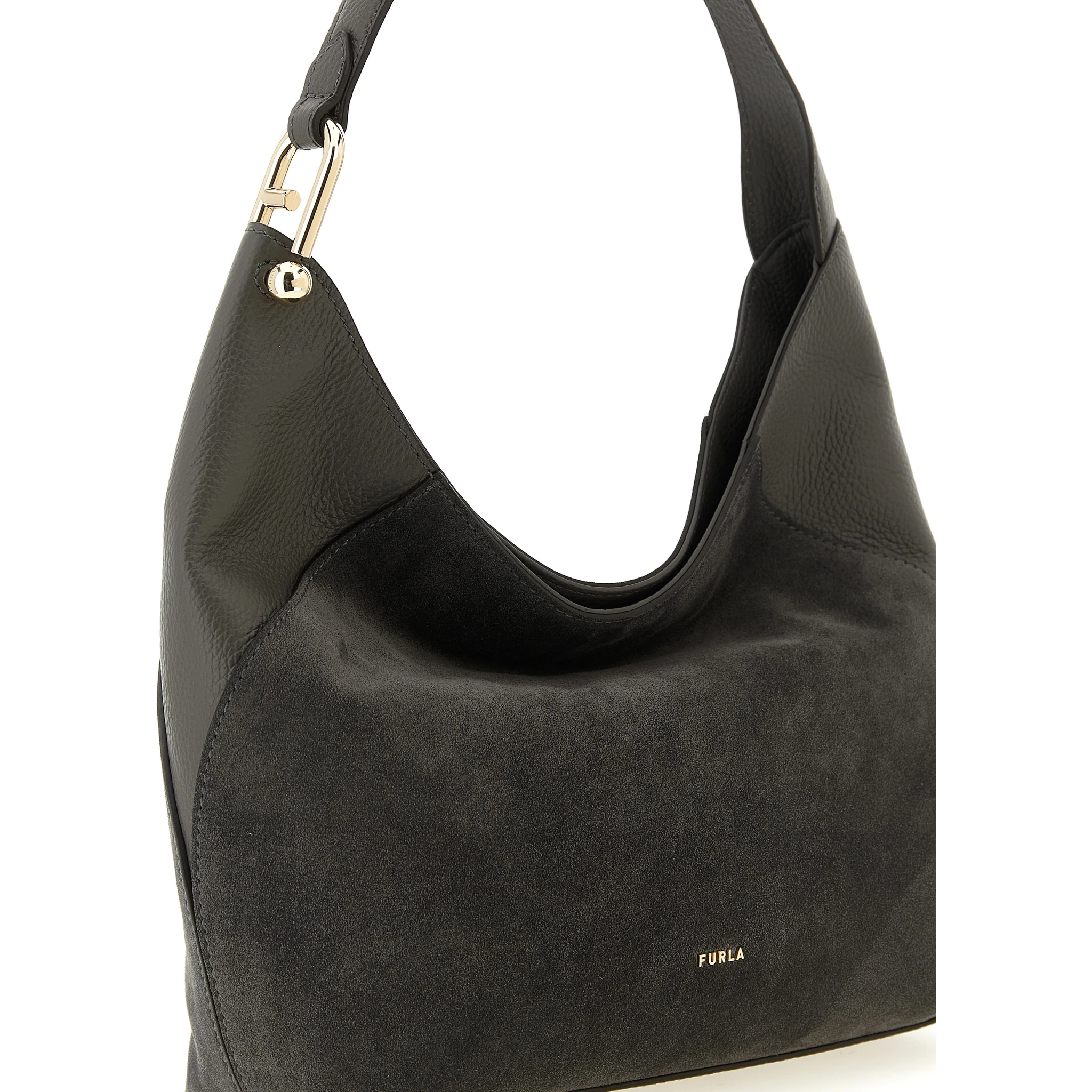 Gray Calfskin Shoulder Bag