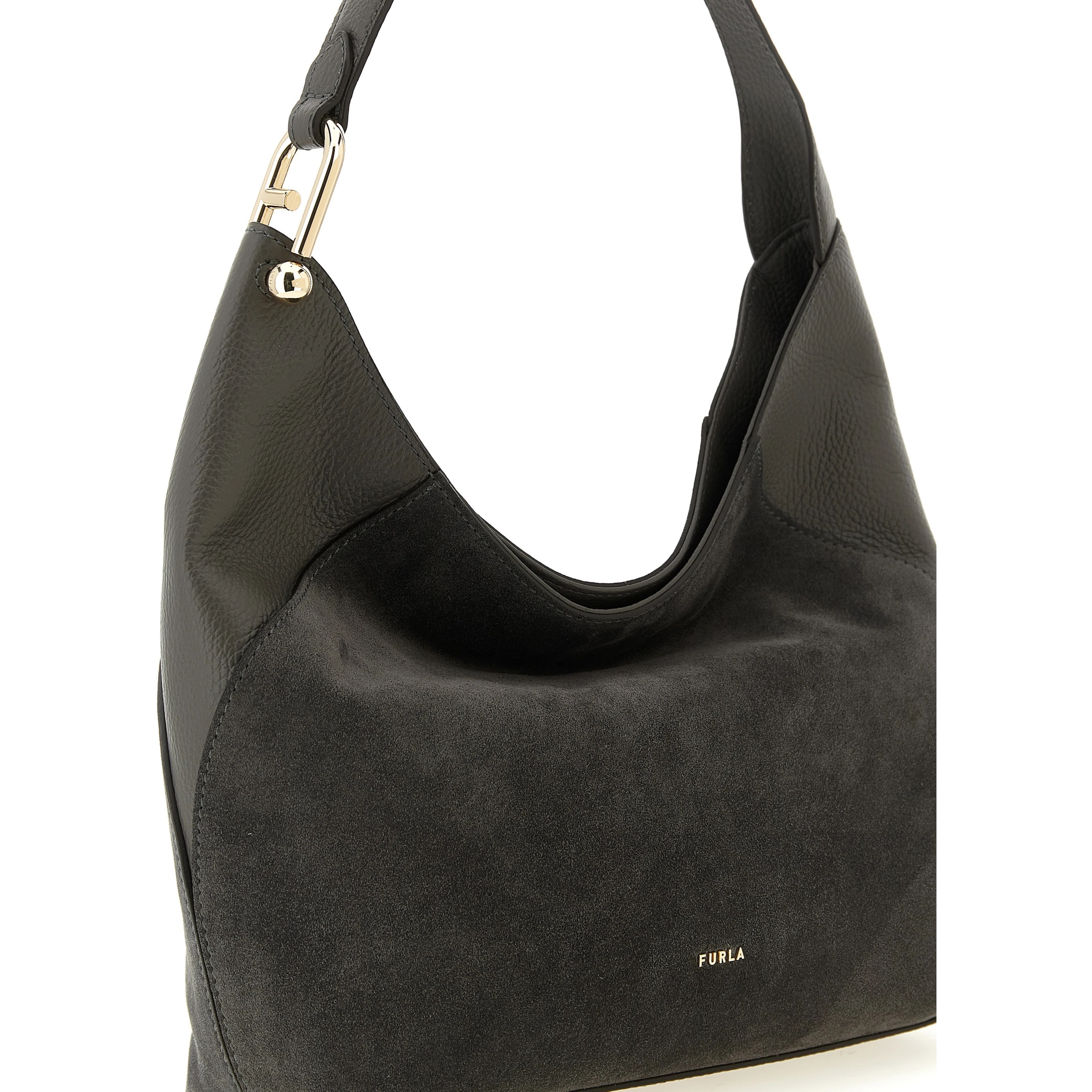 Gray Calfskin Shoulder Bag