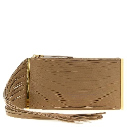 Beige Leather Clutch Bag