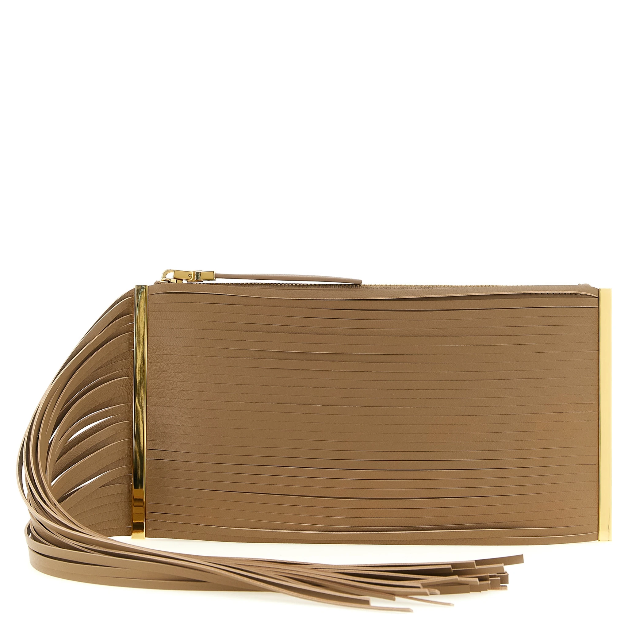 Beige Leather Clutch Bag