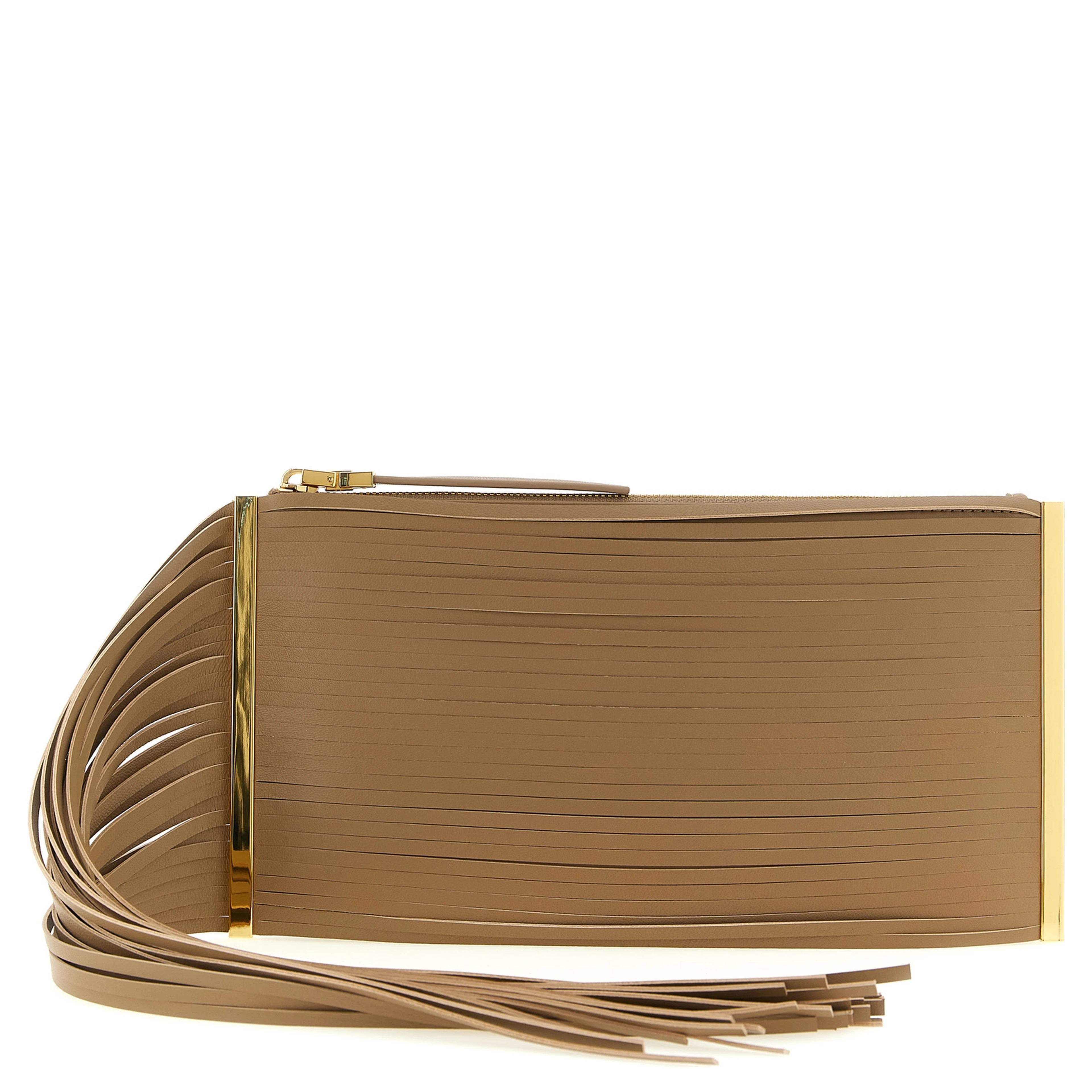 Beige Leather Clutch Bag