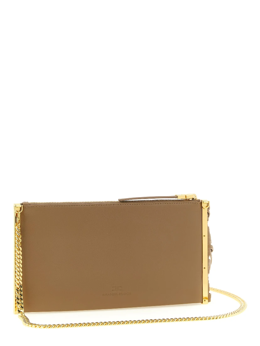 Beige Leather Clutch Bag
