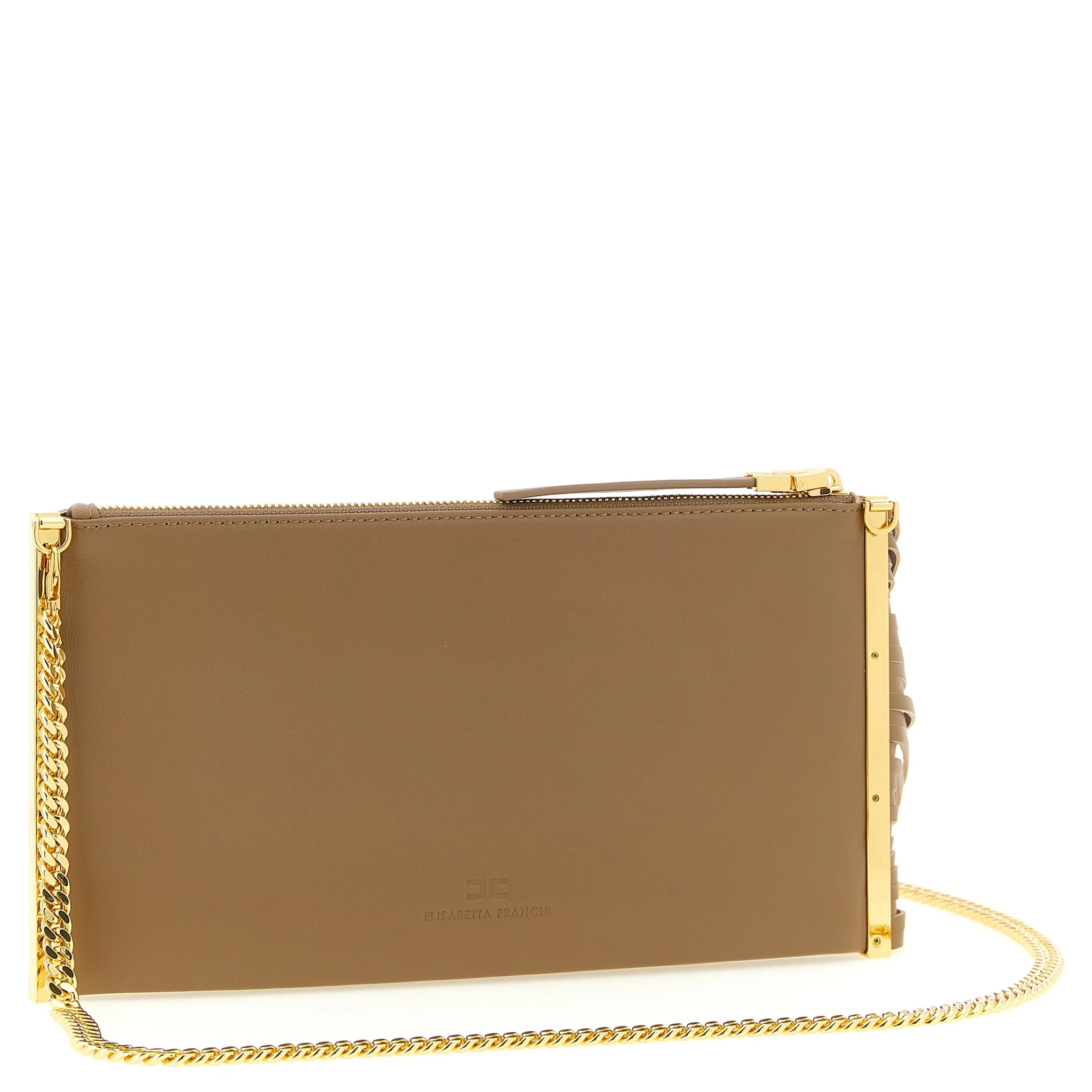 Beige Leather Clutch Bag