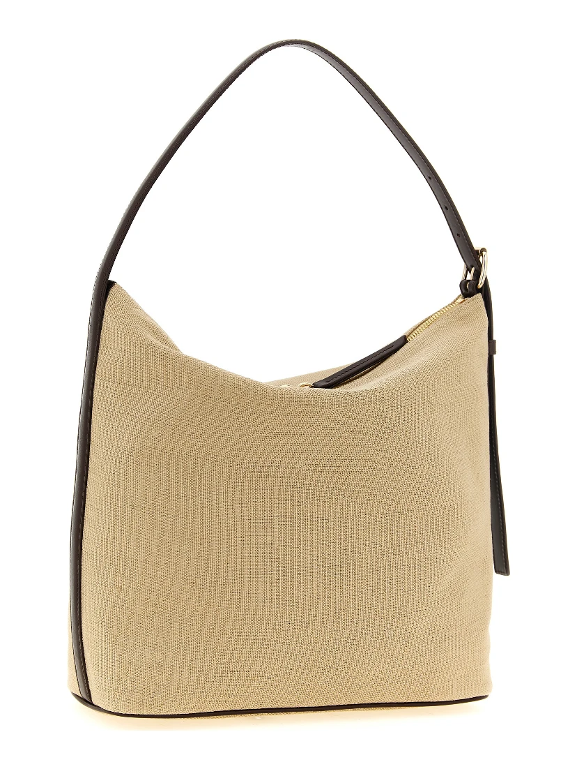 Beige Cotton Shoulder Bag