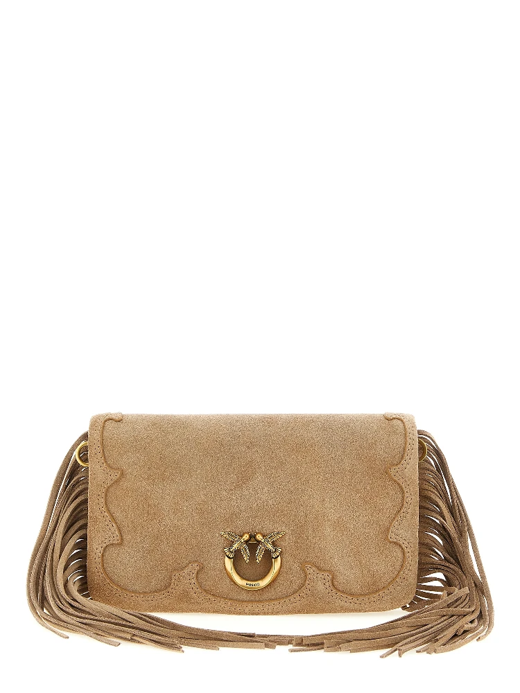 Beige Lamb Leather Clutch Bag