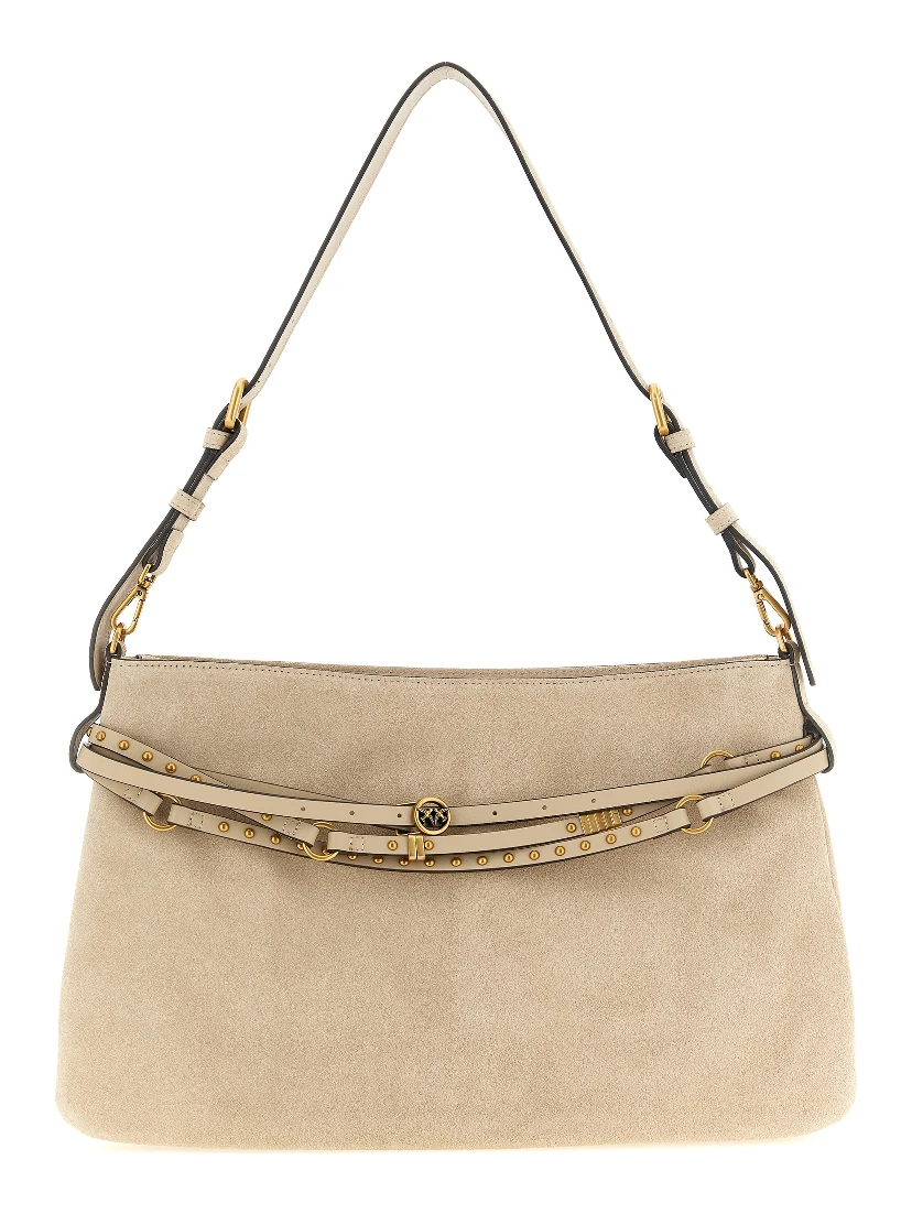 Beige Cowhide Shoulder Bag