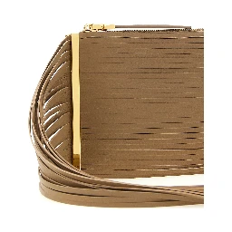 Beige Leather Clutch Bag