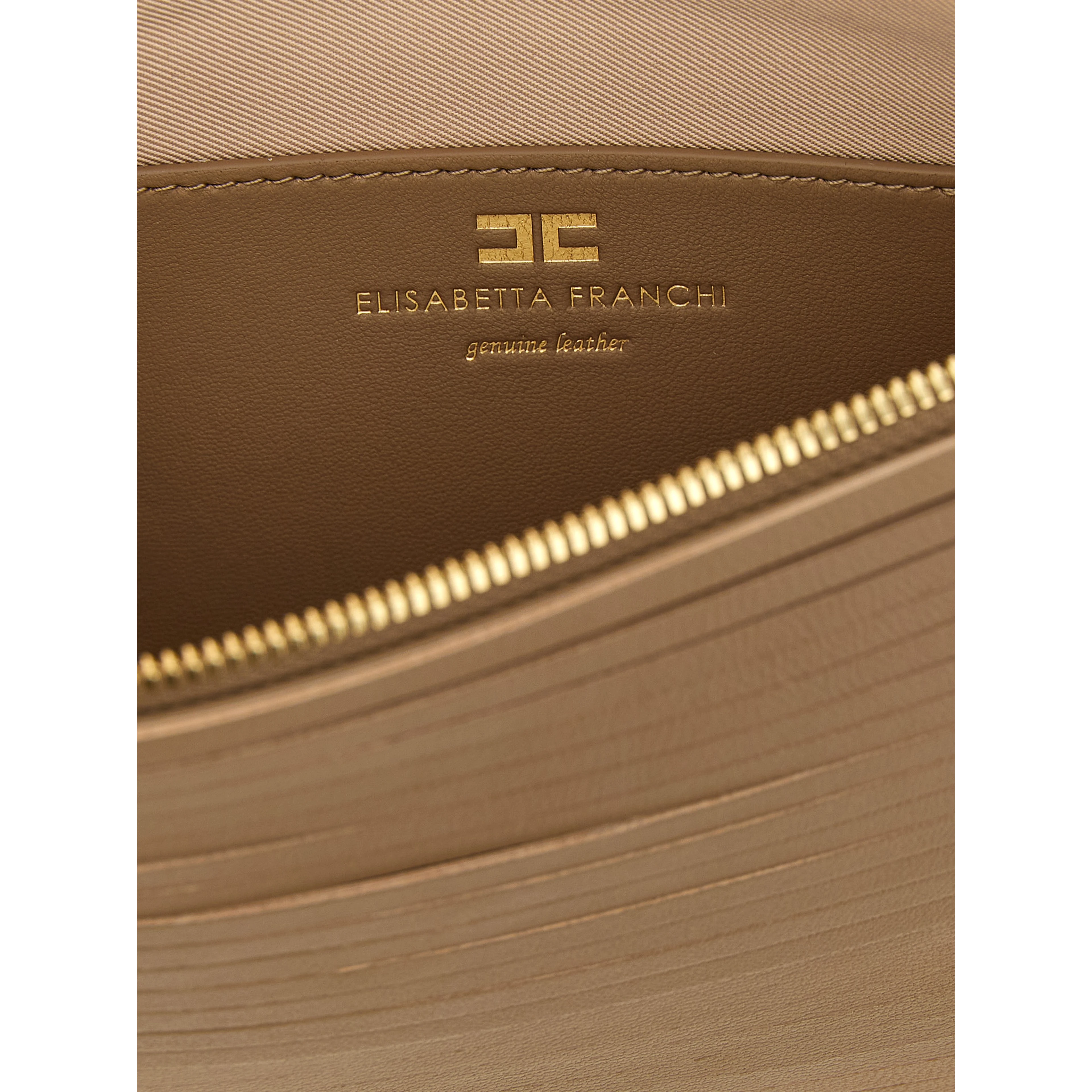 Beige Leather Clutch Bag