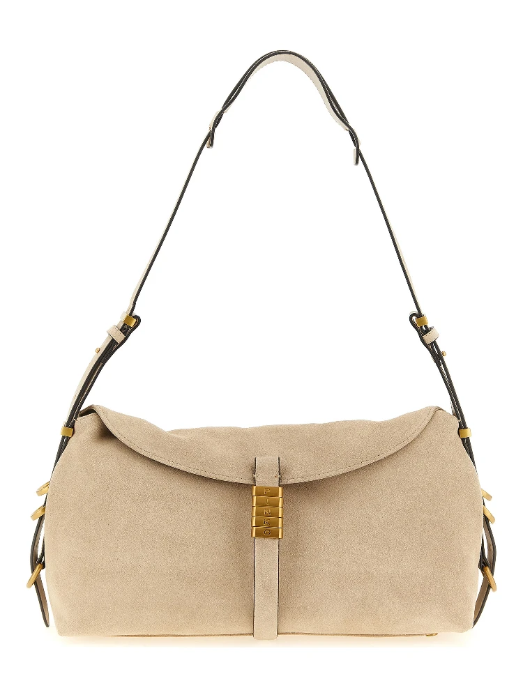 Beige Cowhide Shoulder Bag