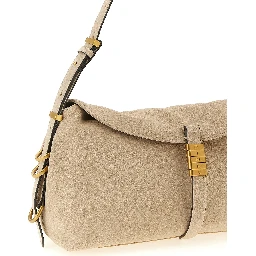 Beige Cowhide Shoulder Bag