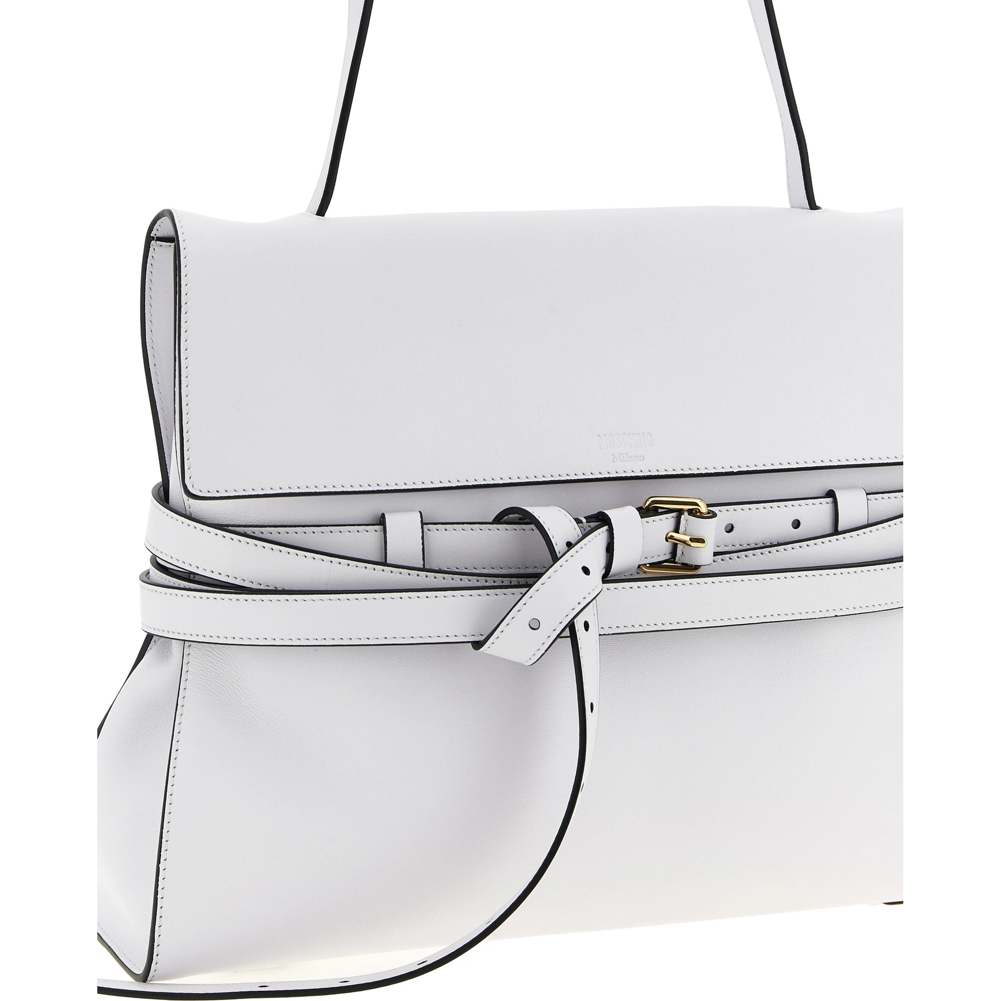 White Napa Leather / Calf Bos Taurus Shoulder Bag