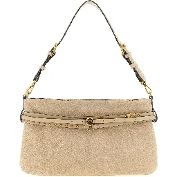 Beige Cowhide Shoulder Bag