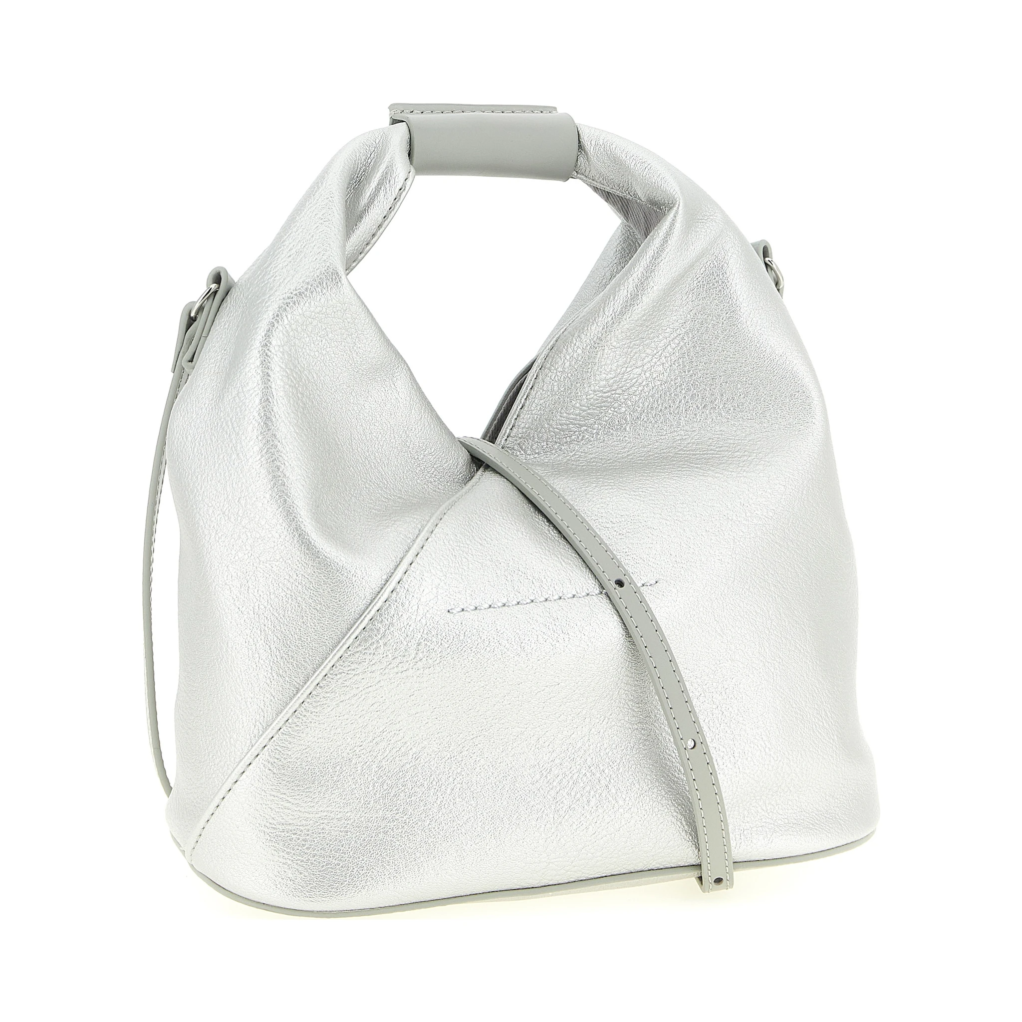 Silver Polyethylene Crossbody Bag