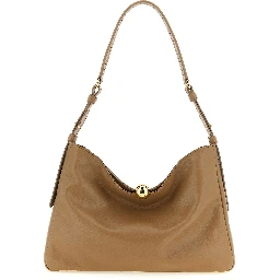Beige Calfskin Shoulder Bag