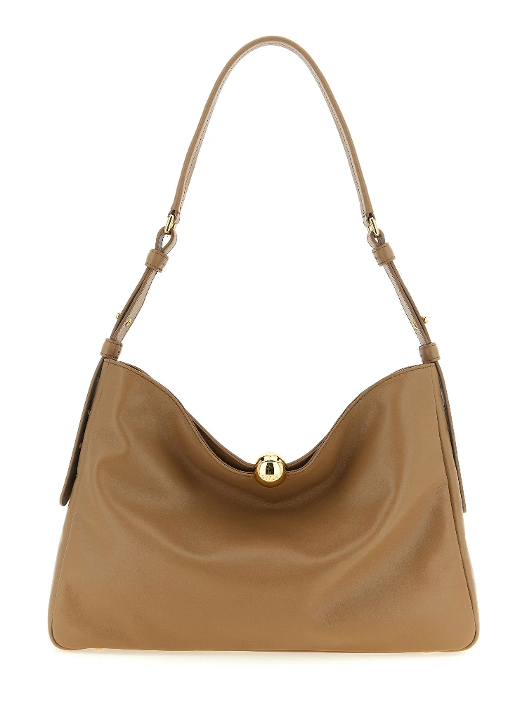 Beige Calfskin Shoulder Bag
