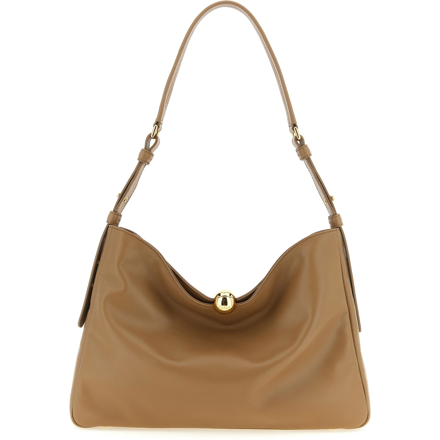 Beige Calfskin Shoulder Bag