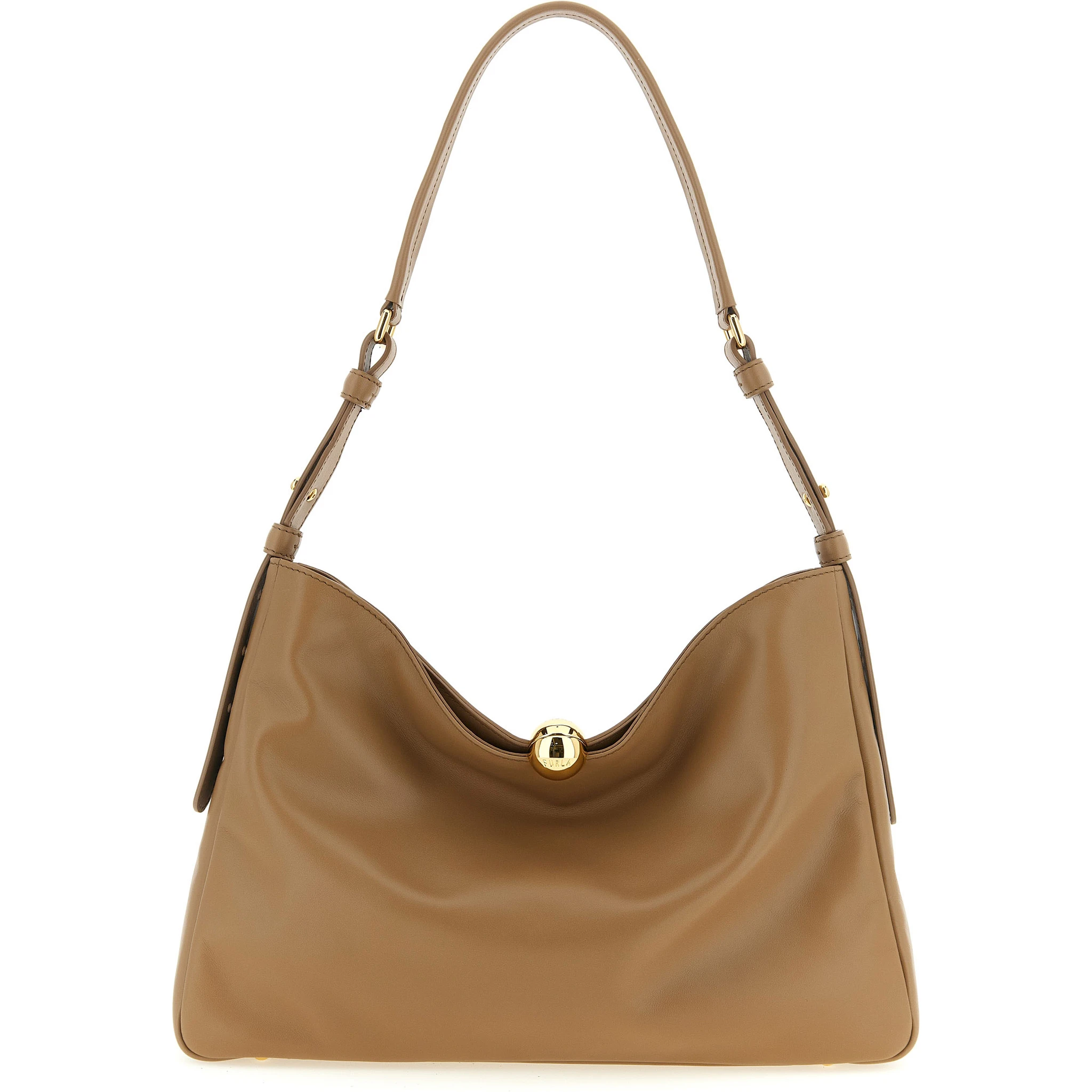Beige Calfskin Shoulder Bag