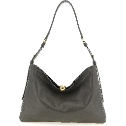 Gray Calfskin Shoulder Bag