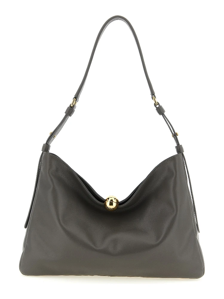 Gray Calfskin Shoulder Bag