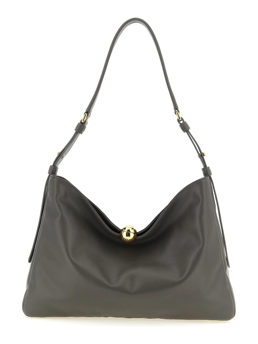 Gray Calfskin Shoulder Bag