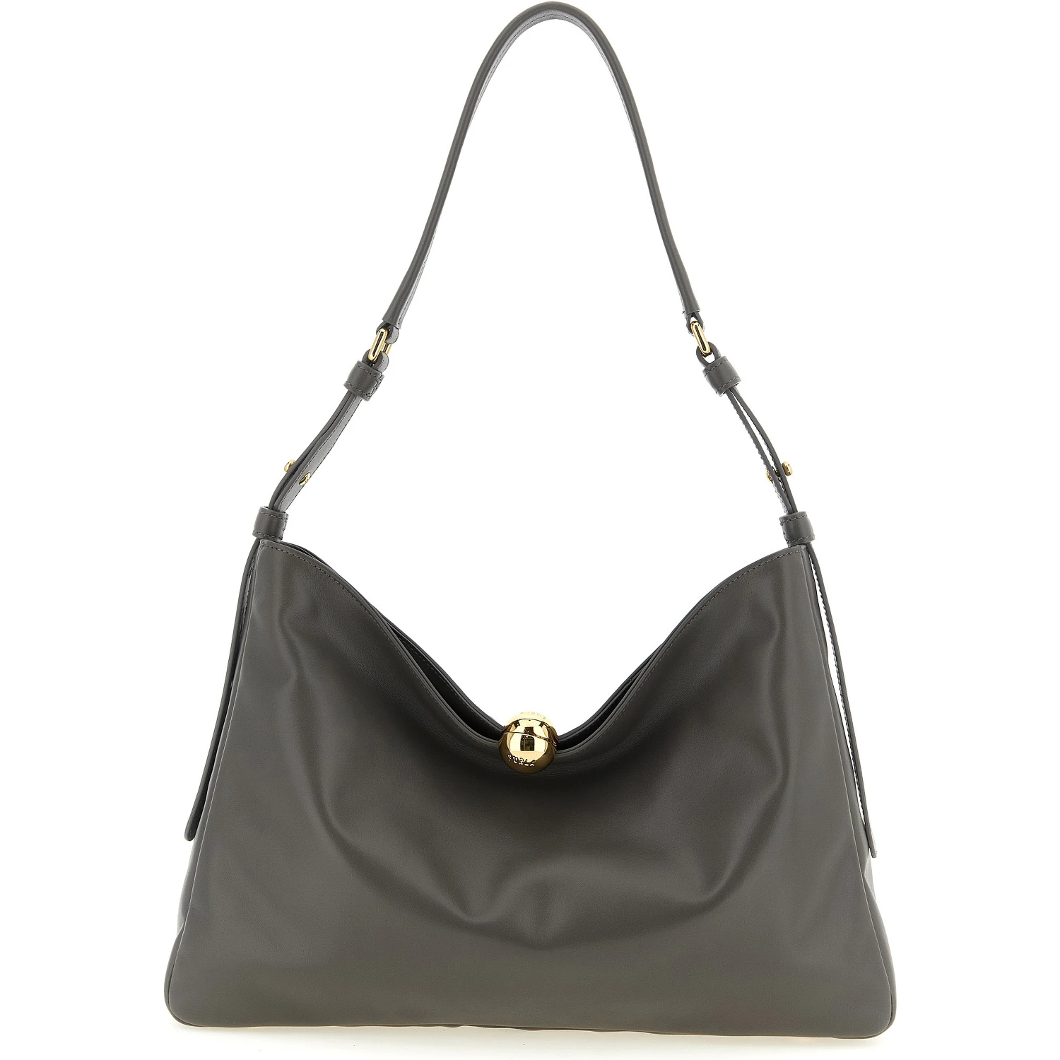 Gray Calfskin Shoulder Bag