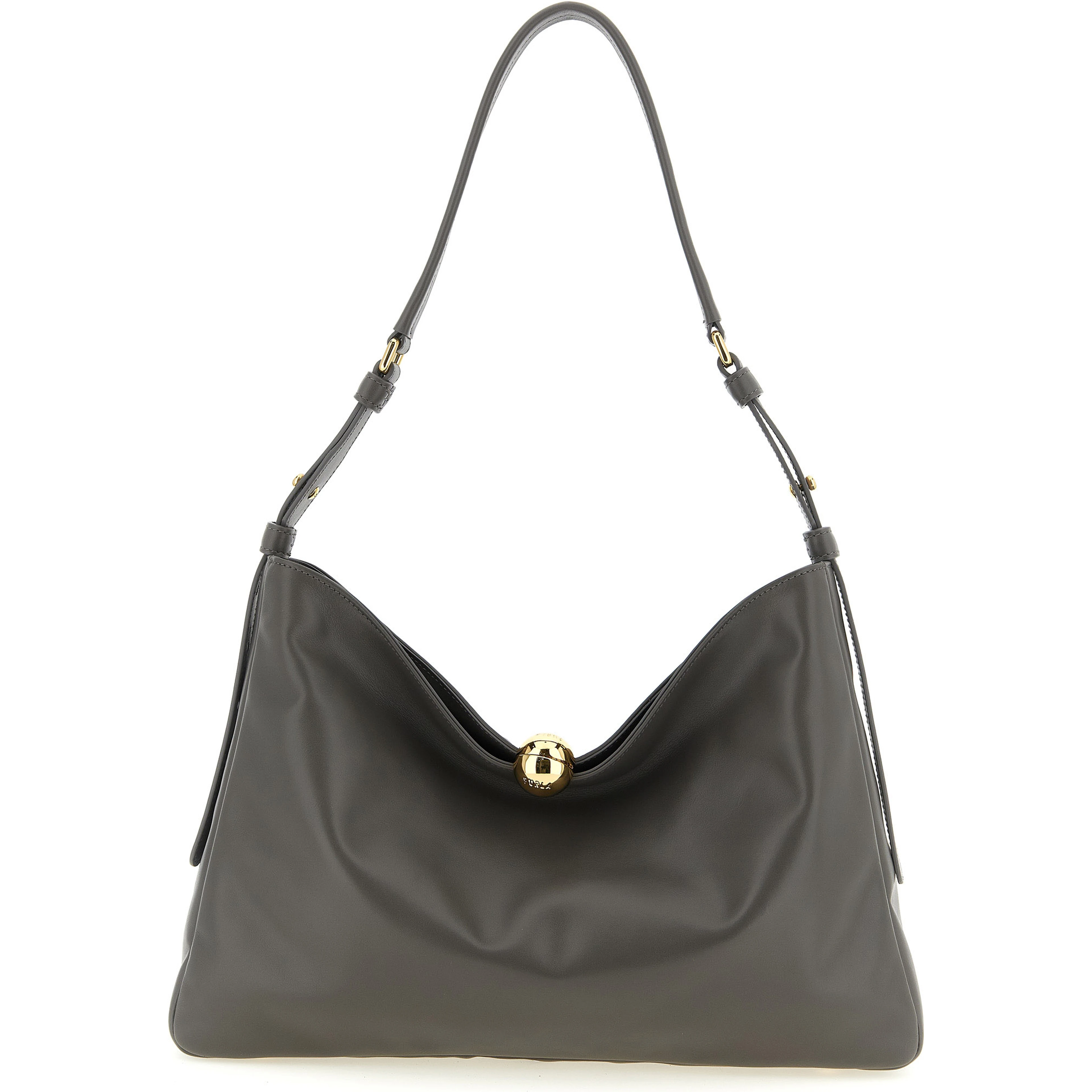 Gray Calfskin Shoulder Bag
