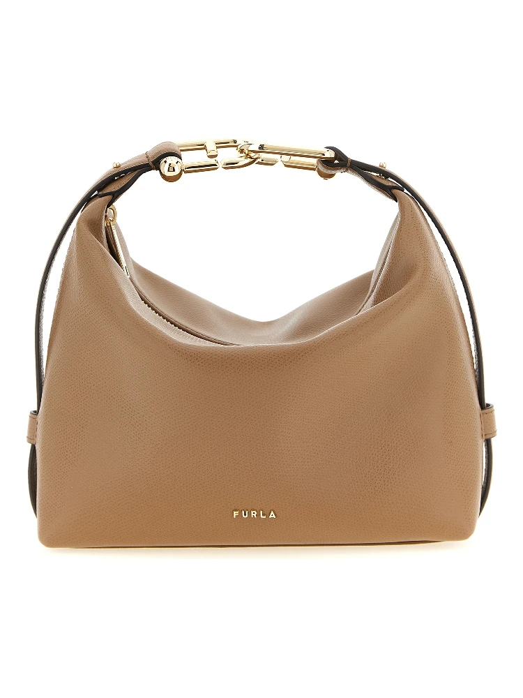 Beige Calfskin Shoulder Bag