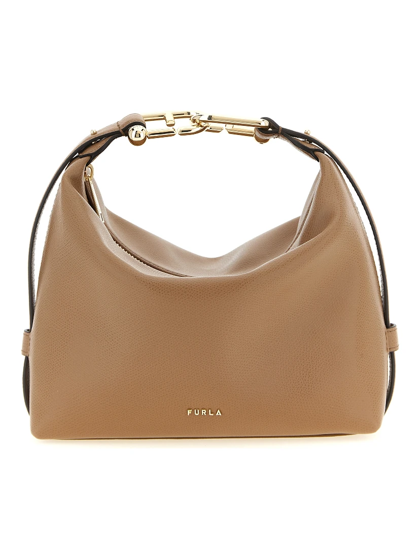 Beige Calfskin Shoulder Bag