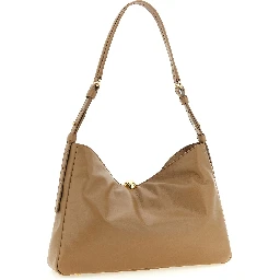 Beige Calfskin Shoulder Bag