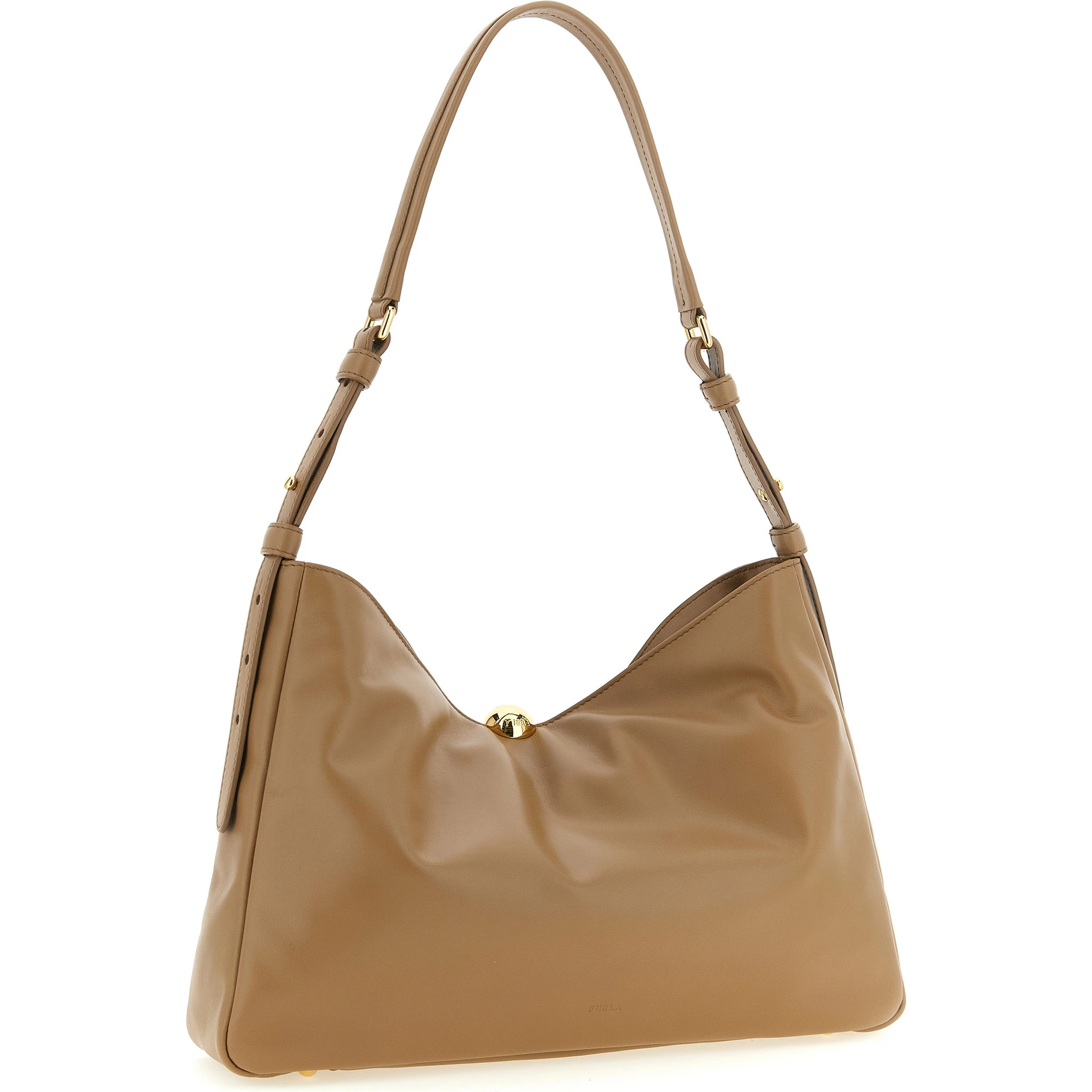 Beige Calfskin Shoulder Bag