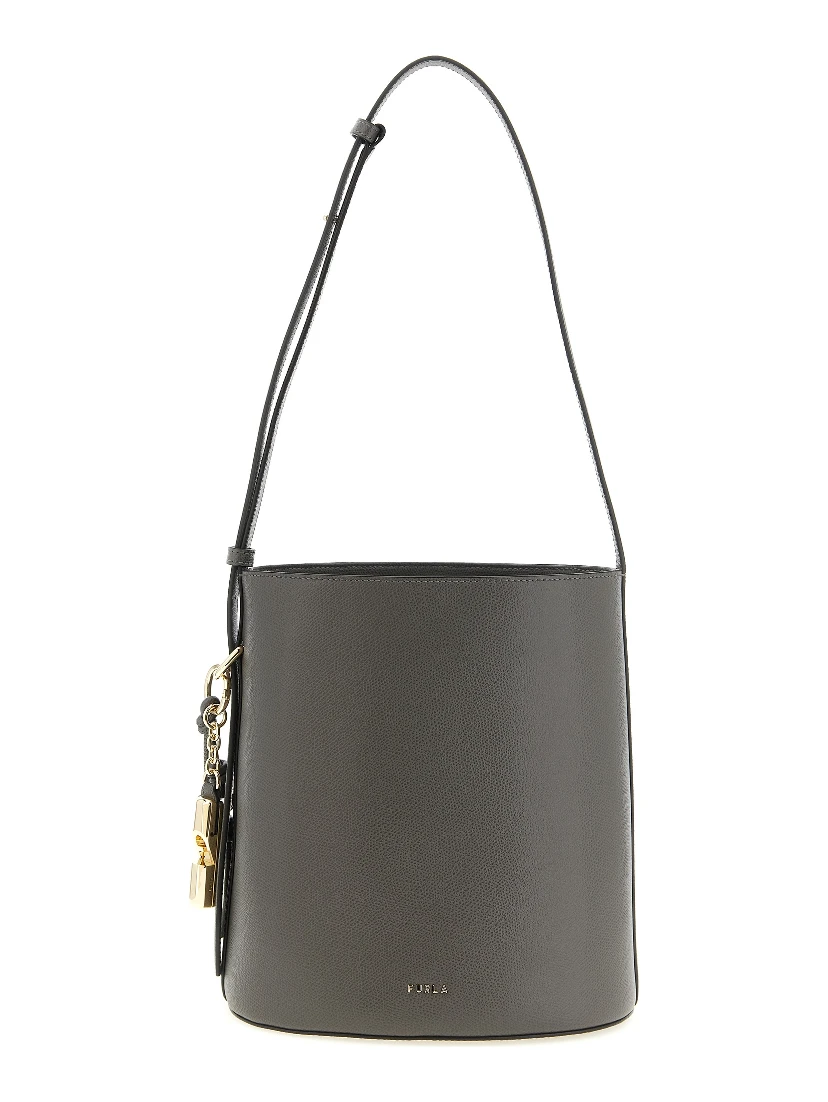 Gray Calfskin Shoulder Bag