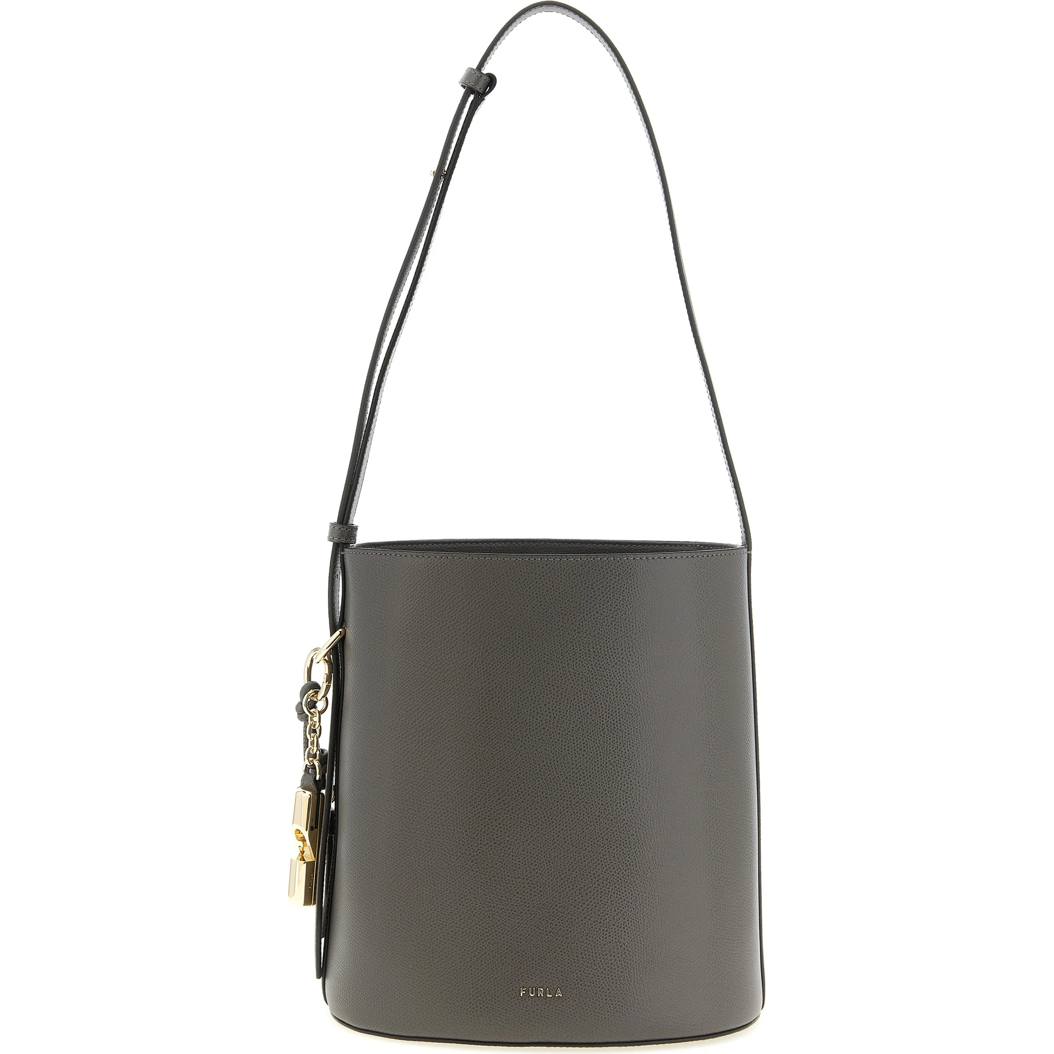 Gray Calfskin Shoulder Bag
