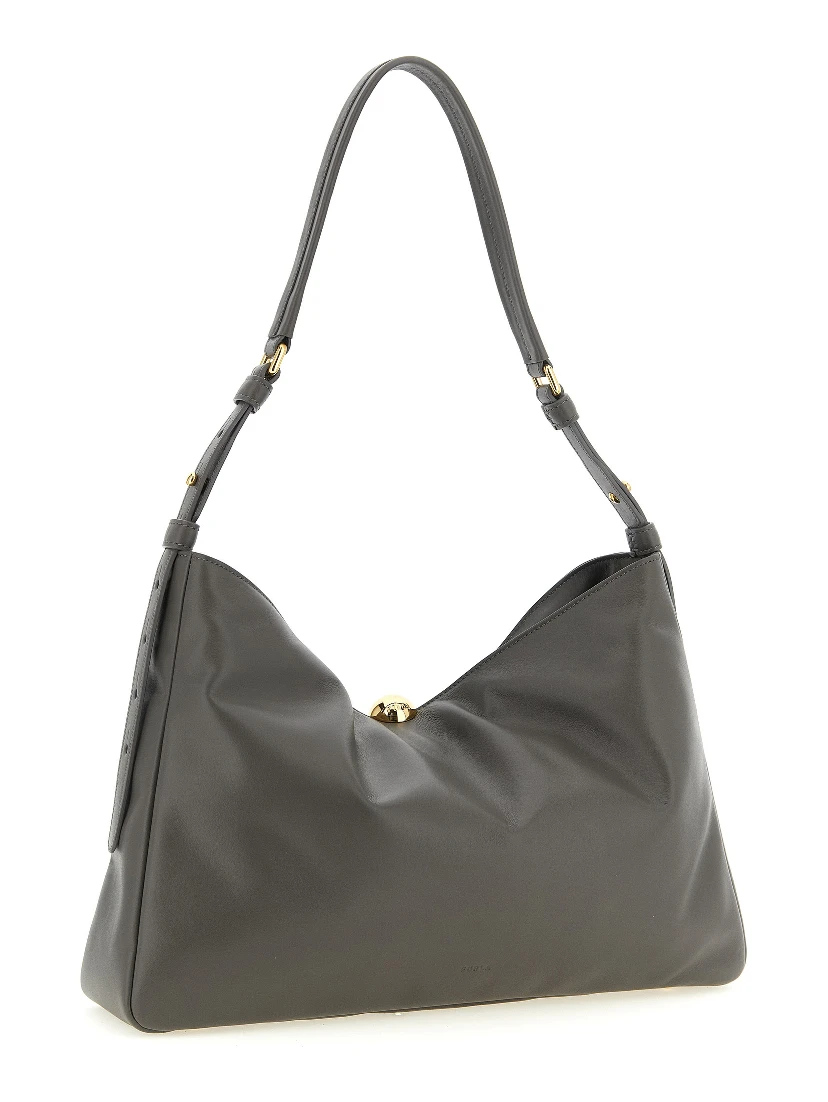 Gray Calfskin Shoulder Bag