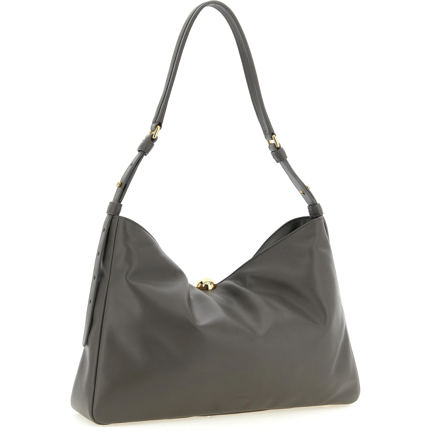 Gray Calfskin Shoulder Bag
